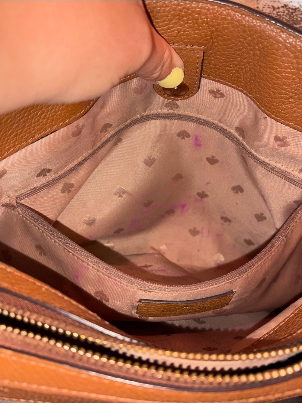 Kate Spade New York Cognac Pebbled Leather Satchel Crossbody Purse 👜 - Picture 11 of 14